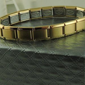 STAINLESS STEEL ITALIAN CHARM BRACELET/9MM/ GOLD/ BRAND NEW